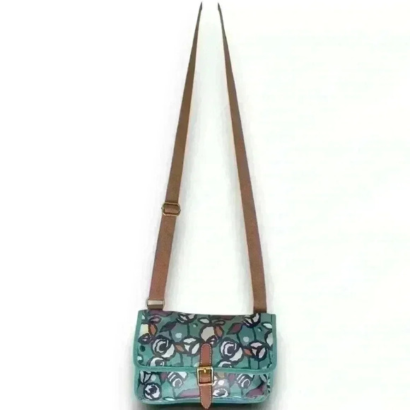 y2k floral rose mini messenger coated purse fossil artsy design buckle snap zip - Picture 8 of 9